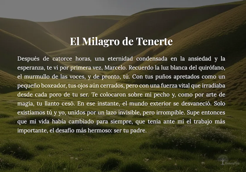 Página interior de un libro para un hijo