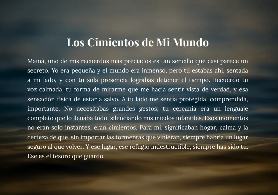 Página interior de un libro personalizado con narrativa literaria